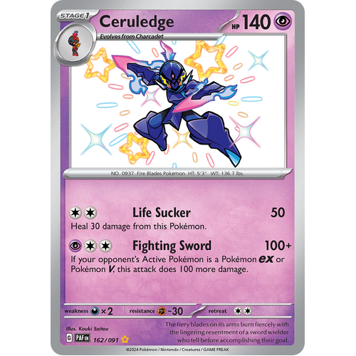 Ceruledge 162/091 Shiny Rare Scarlet & Violet Paldean Fates Single Card