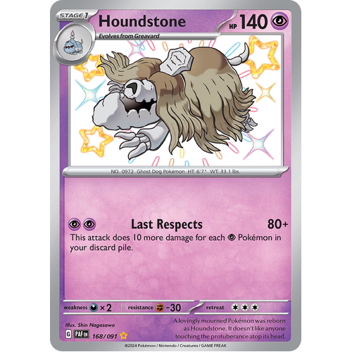 Houndstone 168/091 Shiny Rare Scarlet & Violet Paldean Fates Single Card