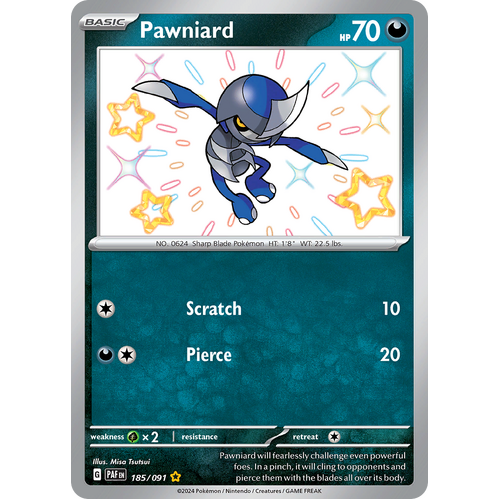 Pawniard 185/091 Shiny Rare Scarlet & Violet Paldean Fates Single Card