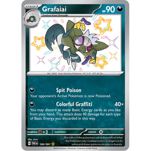 Grafaiai 190/091 Shiny Rare Scarlet & Violet Paldean Fates Single Card