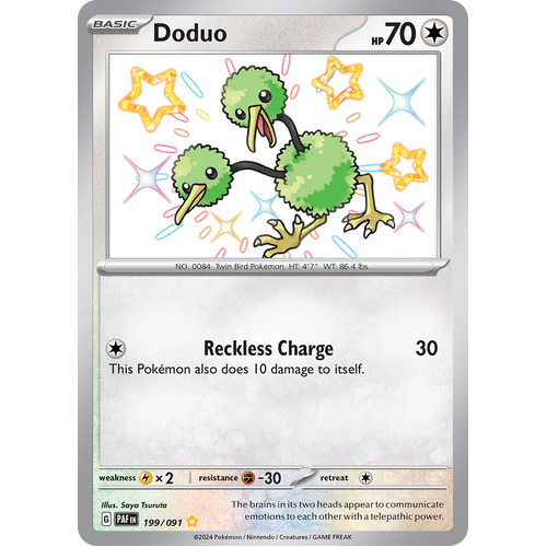 Doduo 199/091 Shiny Rare Scarlet & Violet Paldean Fates Single Card