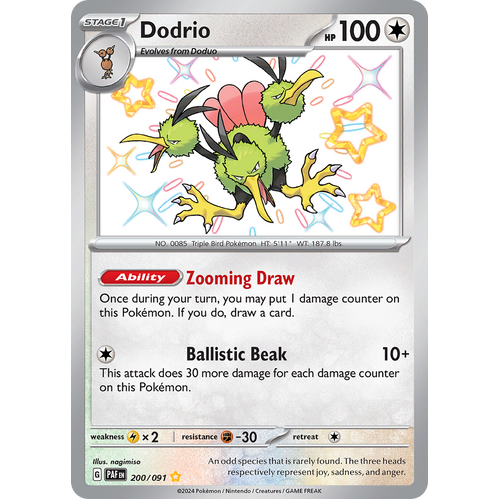 Dodrio 200/091 Shiny Rare Scarlet & Violet Paldean Fates Single Card