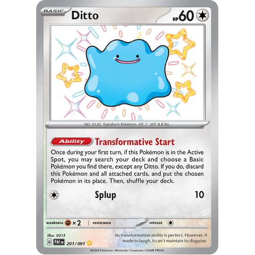 Ditto 201/091 Shiny Rare Scarlet & Violet Paldean Fates Single Card