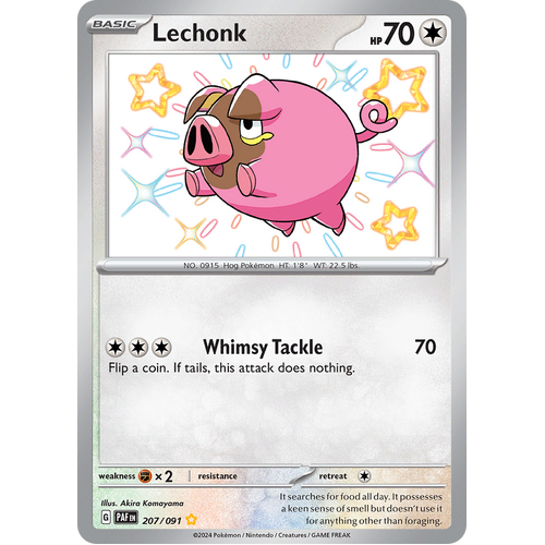 Lechonk 207/091 Shiny Rare Scarlet & Violet Paldean Fates Single Card