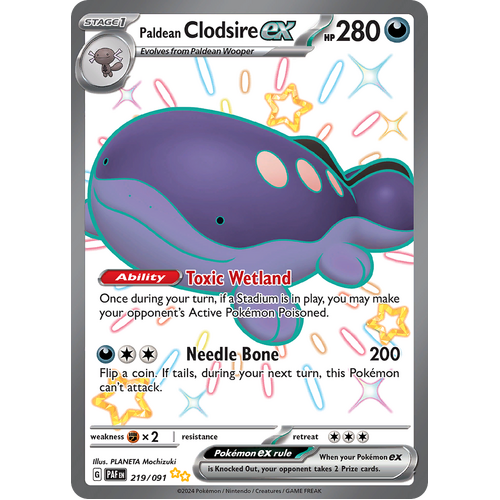 Paldean Clodsire ex 219/091 Shiny Ultra Rare Scarlet & Violet Paldean Fates Single Card