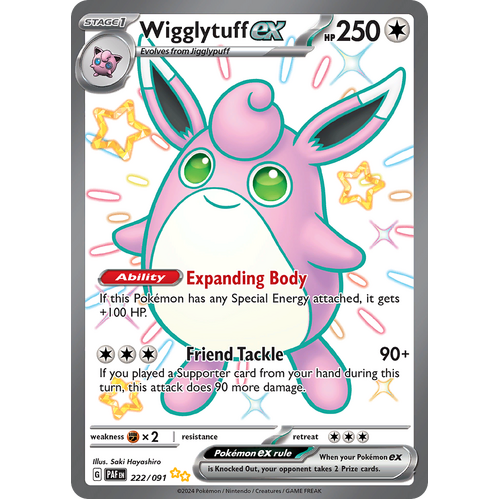 Wigglytuff ex 222/091 Shiny Ultra Rare Scarlet & Violet Paldean Fates Single Card