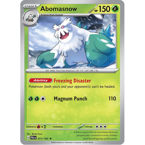 Abomasnow 011/193 Holo Rare Paldea Evolved Pokemon Card