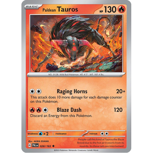 Paldean Tauros 028/193 Uncommon Paldea Evolved Pokemon Card