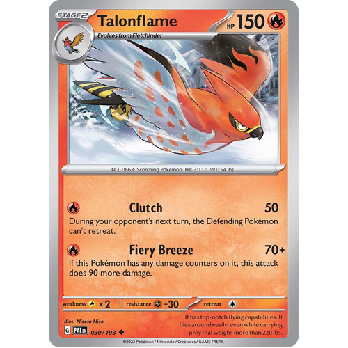 Talonflame 030/193 Uncommon Paldea Evolved Pokemon Card