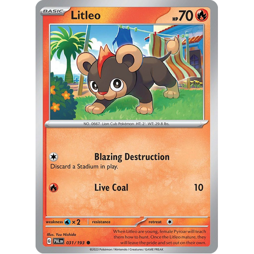 Litleo 031/193 Common Paldea Evolved Pokemon Card