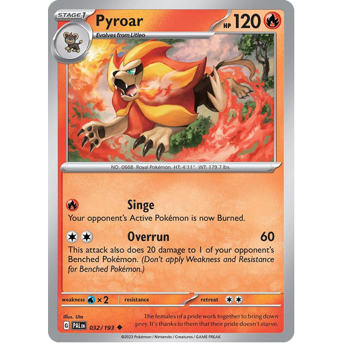 Pyroar 032/193 Uncommon Paldea Evolved Pokemon Card