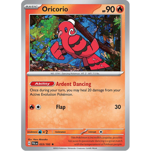 Oricorio 033/193 Rare Paldea Evolved Pokemon Card