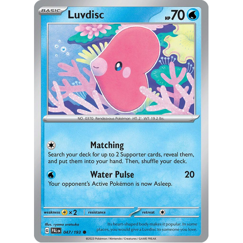 Luvdisc 047/193 Common Paldea Evolved Pokemon Card