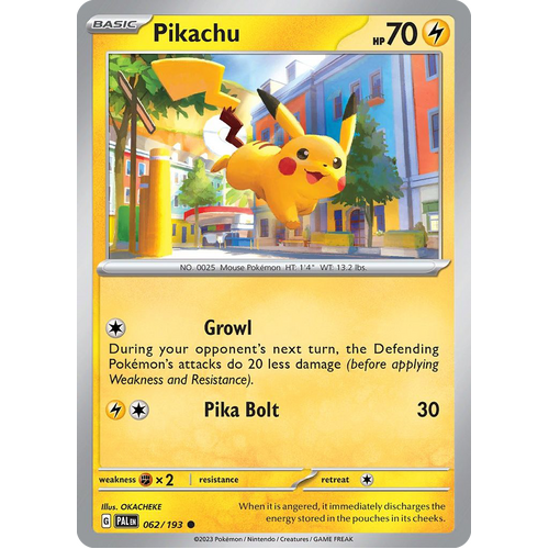 Pikachu 062/193 Common Paldea Evolved Pokemon Card