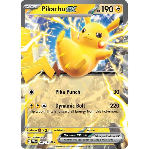Pikachu ex 063/193 Double Rare Paldea Evolved Pokemon Card