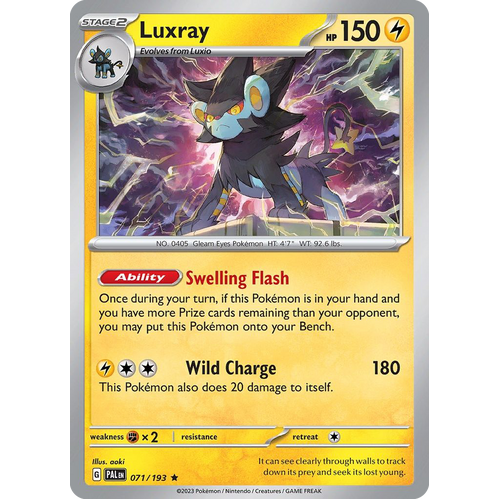 Luxray 071/193 Rare Paldea Evolved Pokemon Card