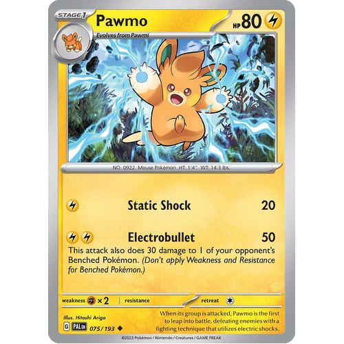 Pawmo 075/193 Uncommon Paldea Evolved Pokemon Card
