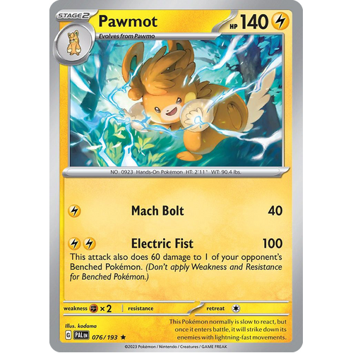 Pawmot 076/193 Rare Paldea Evolved Pokemon Card