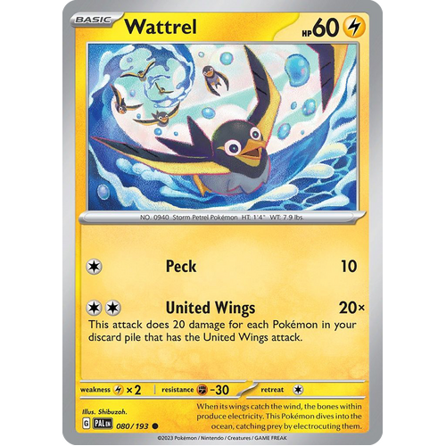 Wattrel 080/193 Common Paldea Evolved Pokemon Card