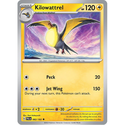 Kilowattrel 082/193 Uncommon Paldea Evolved Pokemon Card