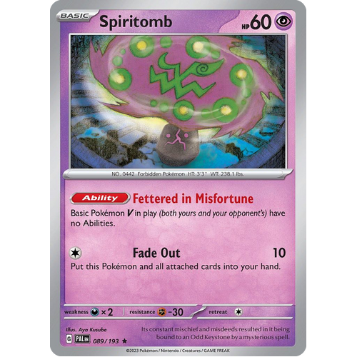 Spiritomb 089/193 Rare Paldea Evolved Pokemon Card