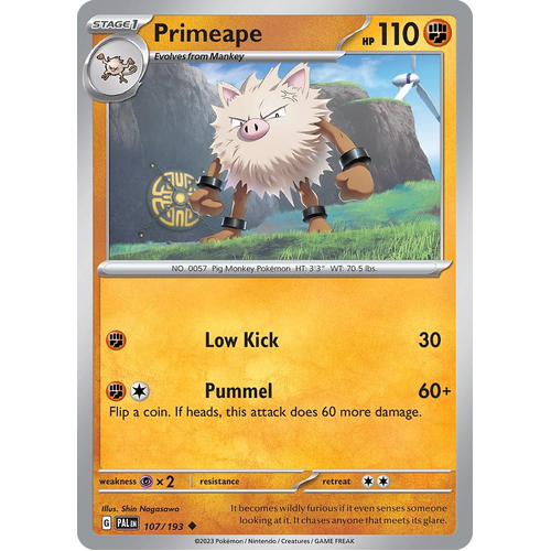 Primeape 107/193 Uncommon Paldea Evolved Pokemon Card
