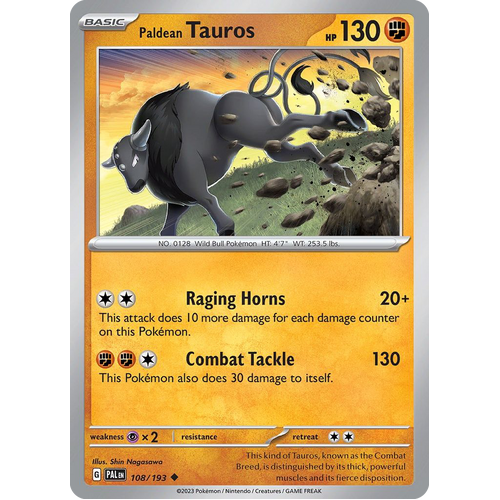Paldean Tauros 108/193 Uncommon Paldea Evolved Pokemon Card