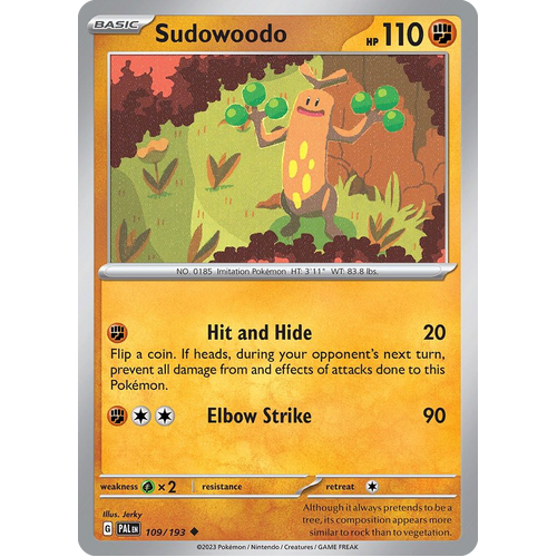 Sudowoodo 109/193 Uncommon Paldea Evolved Pokemon Card