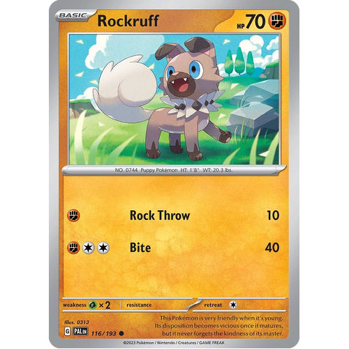 Rockruff 116/193 Common Paldea Evolved Pokemon Card