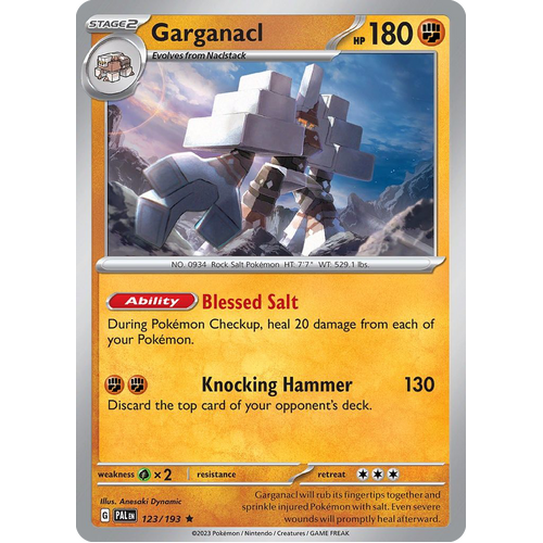 Garganacl 123/193 Rare Paldea Evolved Pokemon Card