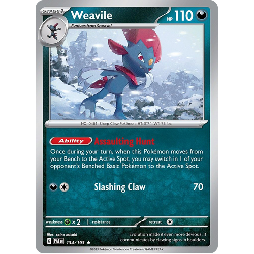 Weavile 134/193 Rare Paldea Evolved Pokemon Card