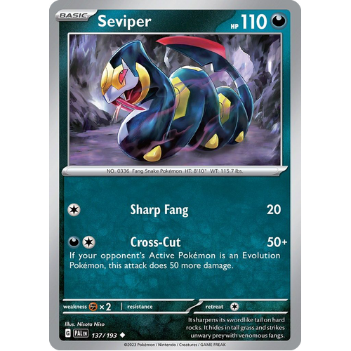 Seviper 137/193 Uncommon Paldea Evolved Pokemon Card