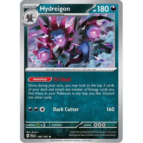 Hydreigon 140/193 Rare Paldea Evolved Pokemon Card