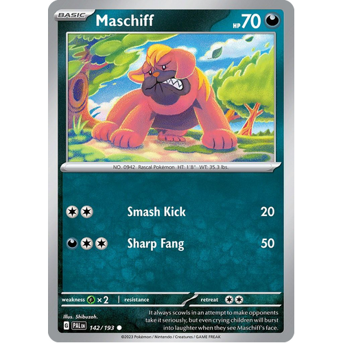 Maschiff 142/193 Common Paldea Evolved Pokemon Card