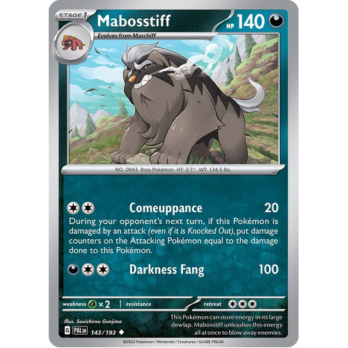 Mabosstiff 143/193 Uncommon Paldea Evolved Pokemon Card