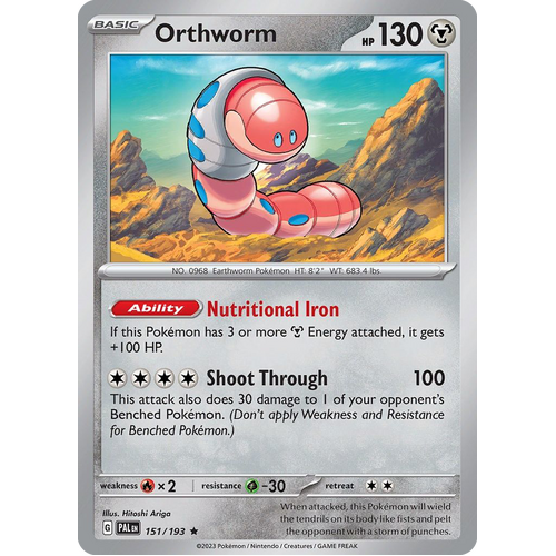 Orthworm 151/193 Rare Paldea Evolved Pokemon Card