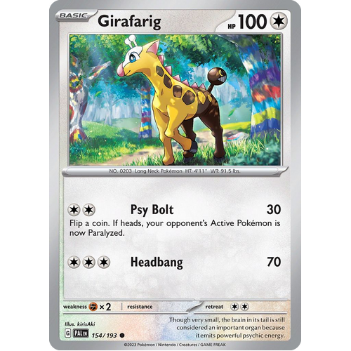 Girafarig 154/193 Common Paldea Evolved Pokemon Card