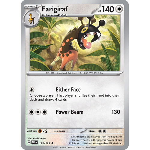 Farigiraf 155/193 Uncommon Paldea Evolved Pokemon Card