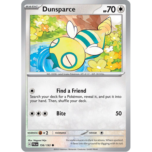 Dunsparce 156/193 Common Paldea Evolved Pokemon Card