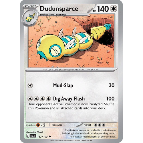 Dudunsparce 157/193 Uncommon Paldea Evolved Pokemon Card
