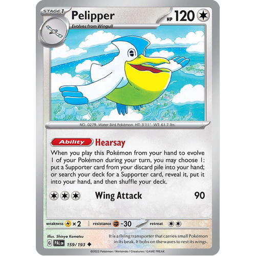 Pelipper 159/193 Uncommon Paldea Evolved Pokemon Card