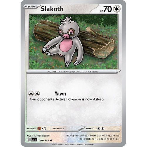 Slakoth 160/193 Common Paldea Evolved Pokemon Card