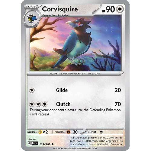 Corvisquire 165/193 Common Paldea Evolved Pokemon Card