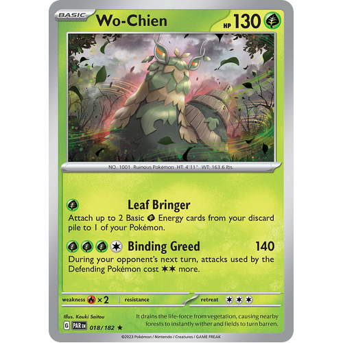 Wo-Chien 018/182 Rare Scarlet & Violet Paradox Rift Pokemon Card