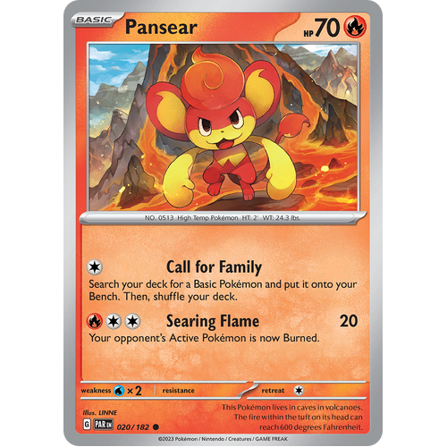 Pansear 020/182 Common Scarlet & Violet Paradox Rift Pokemon Card