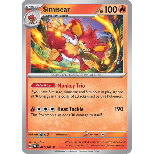 Simisear 021/182 Uncommon Scarlet & Violet Paradox Rift Pokemon Card