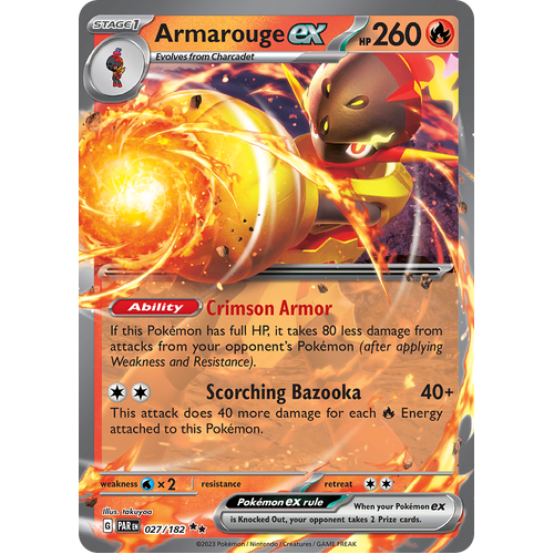Armarouge ex 027/182 Double Rare Scarlet & Violet Paradox Rift Pokemon Card