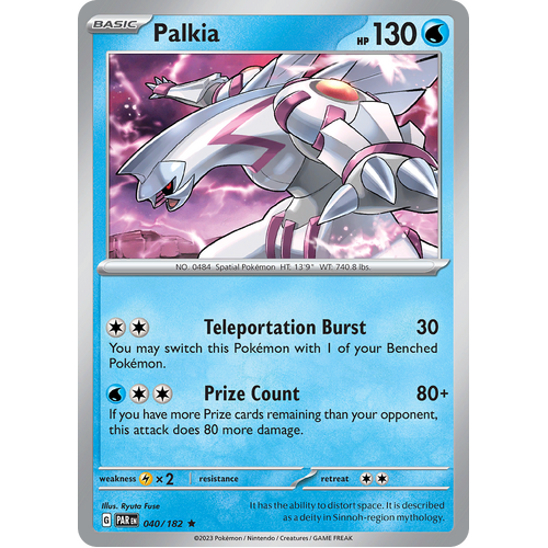 Palkia 040/182 Rare Scarlet & Violet Paradox Rift Pokemon Card