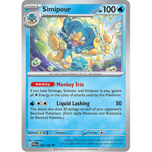 Simipour 042/182 Uncommon Scarlet & Violet Paradox Rift Pokemon Card