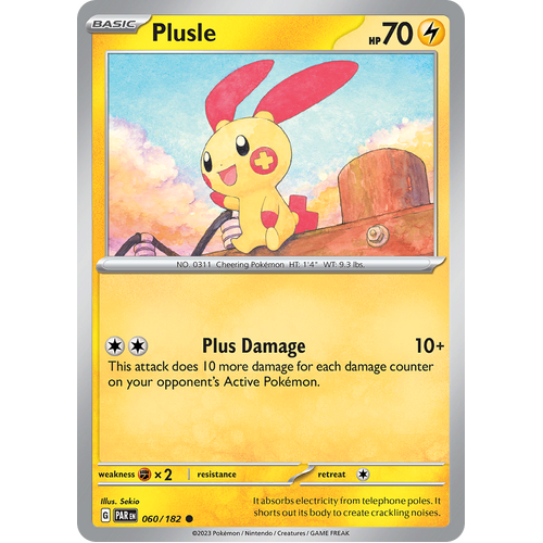 Plusle 060/182 Common Scarlet & Violet Paradox Rift Pokemon Card